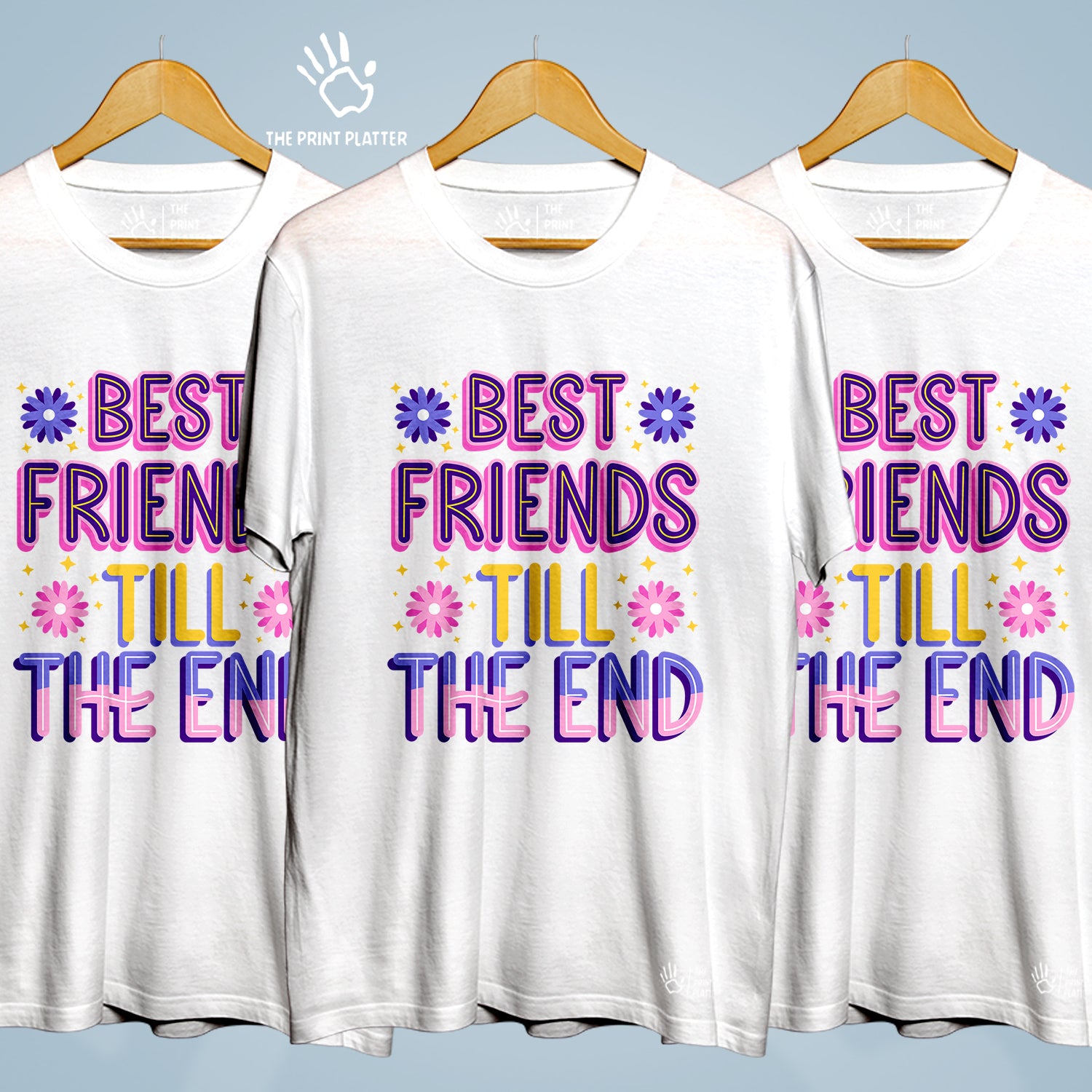 Best Friends Till The End Cotton Bio Wash 180gsm T-shirt | 3Combo-FriendshipDay-12-BFTTE