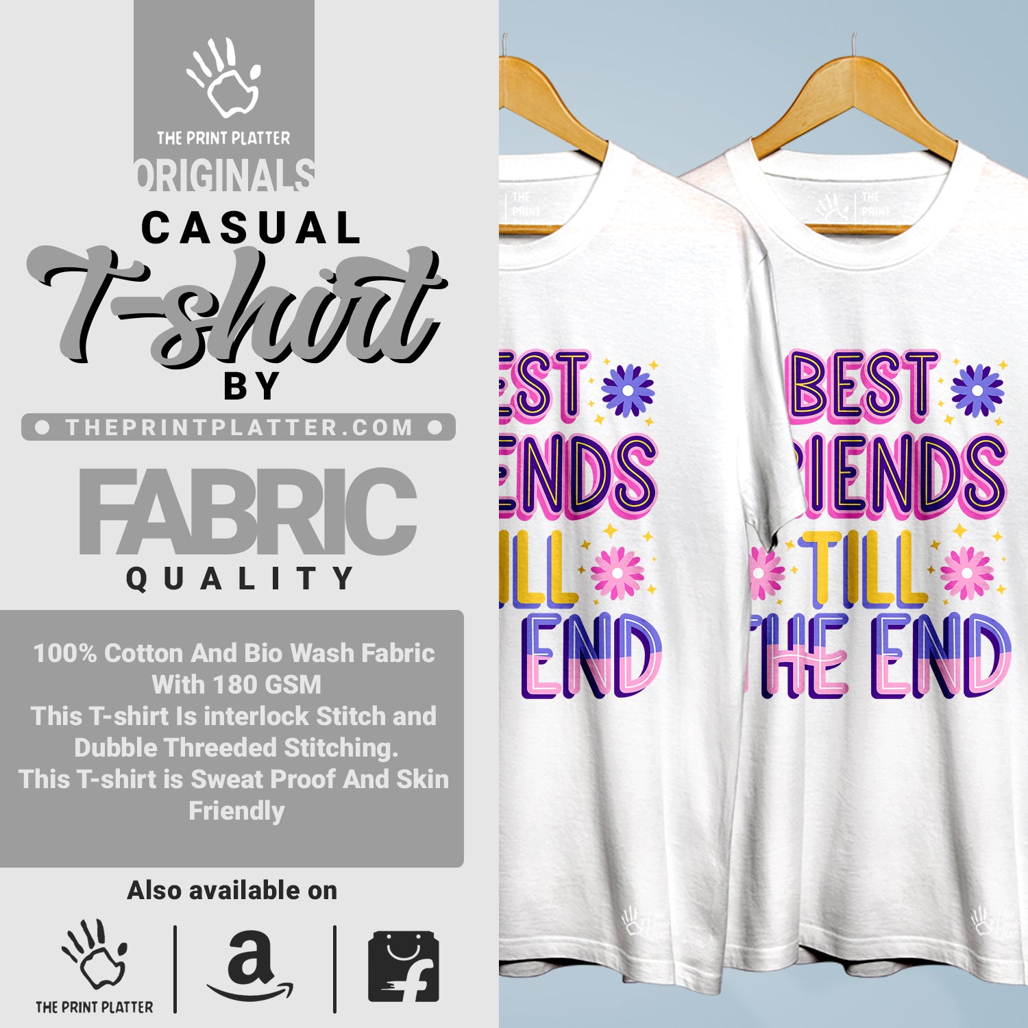 Best Friends Till The End Cotton Bio Wash 180gsm T-shirt | 3Combo-FriendshipDay-12-BFTTE