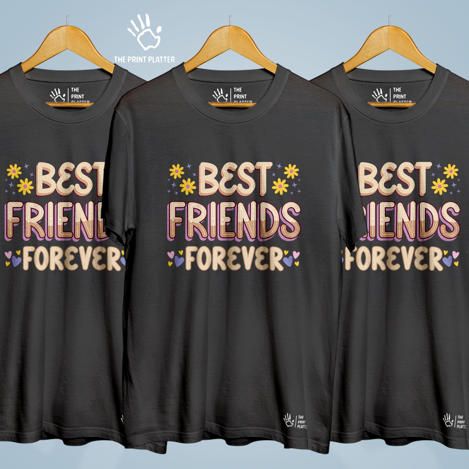 Best Friends Forever Cotton Bio Wash 180gsm T-shirt | 3Combo-FriendshipDay-13-BFF