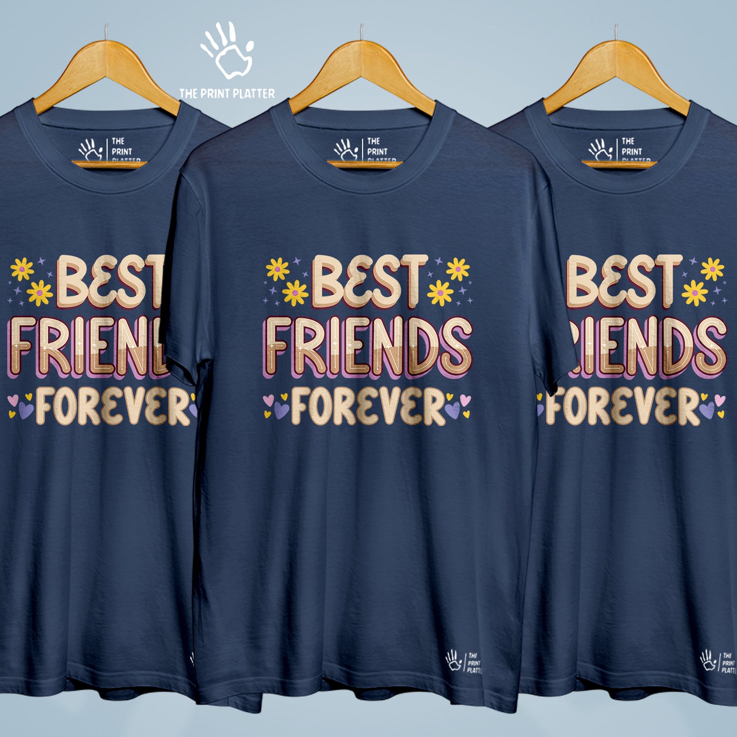 Best Friends Forever Cotton Bio Wash 180gsm T-shirt | 3Combo-FriendshipDay-13-BFF