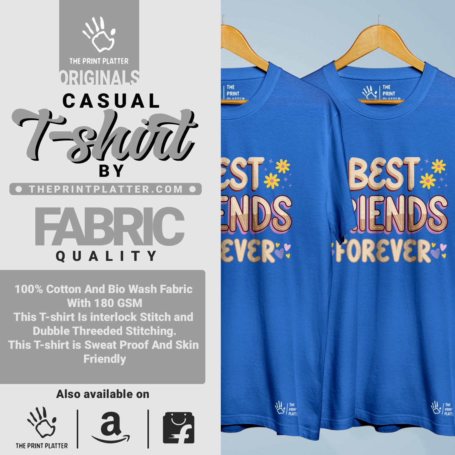 Best Friends Forever Cotton Bio Wash 180gsm T-shirt | 3Combo-FriendshipDay-13-BFF