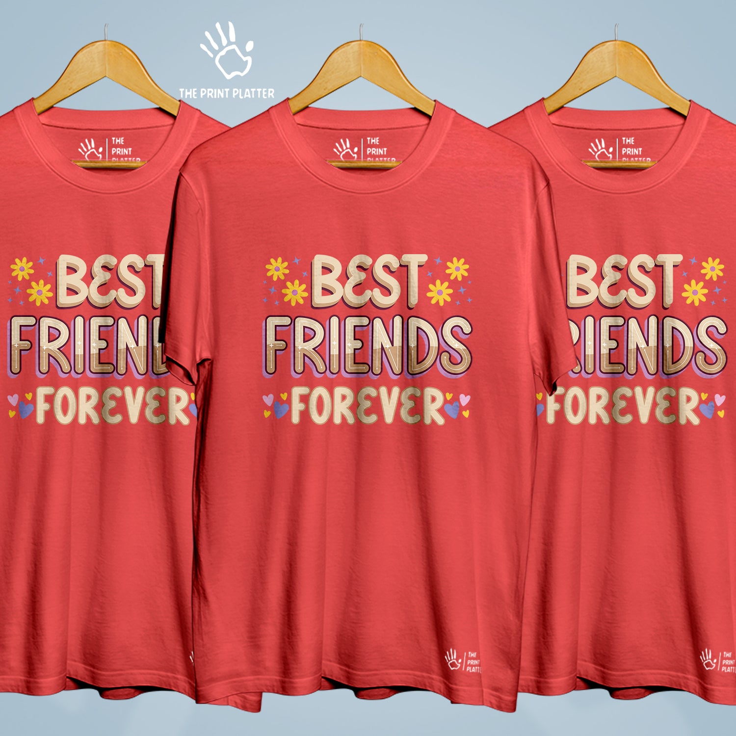 Best Friends Forever Cotton Bio Wash 180gsm T-shirt | 3Combo-FriendshipDay-13-BFF