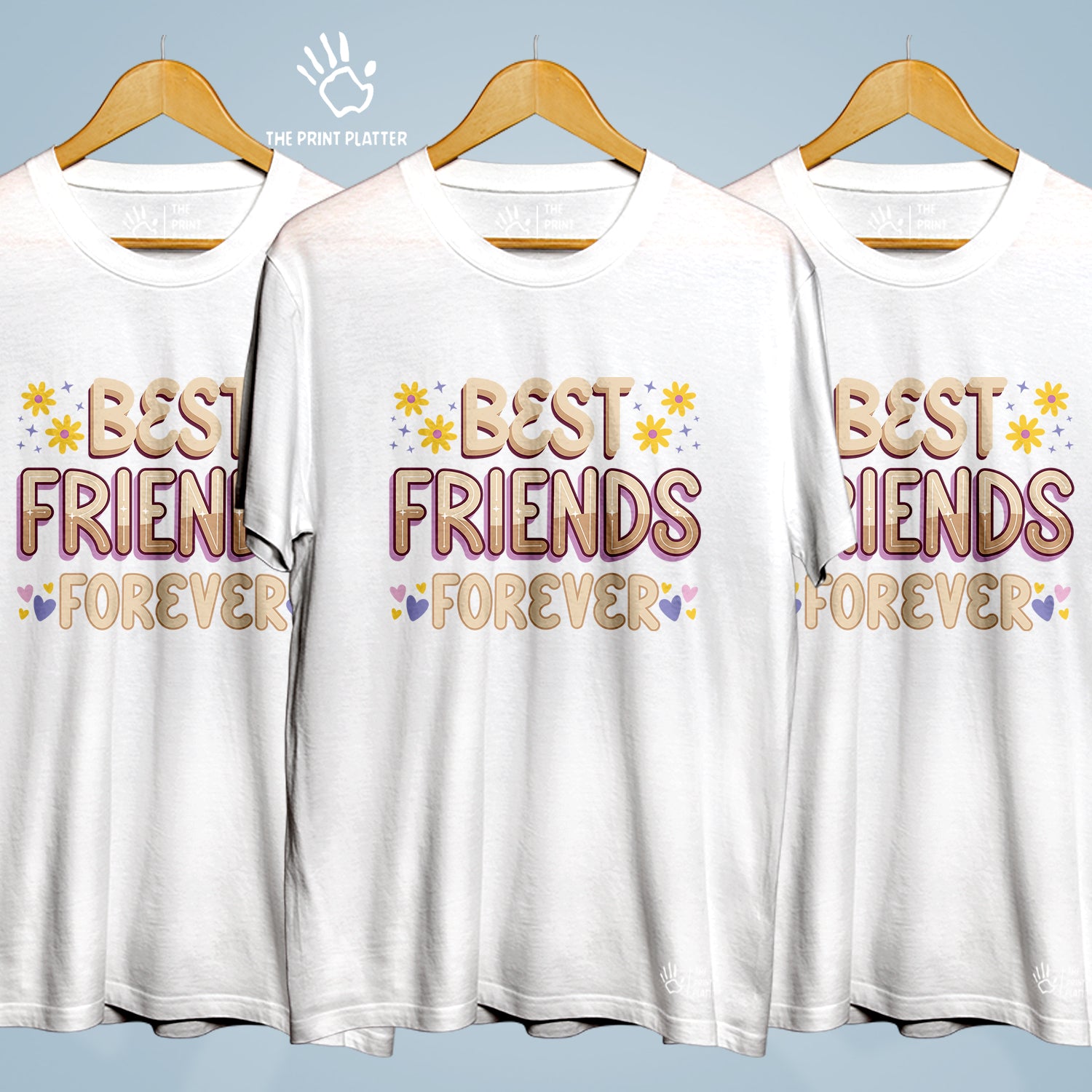 Best Friends Forever Cotton Bio Wash 180gsm T-shirt | 3Combo-FriendshipDay-13-BFF