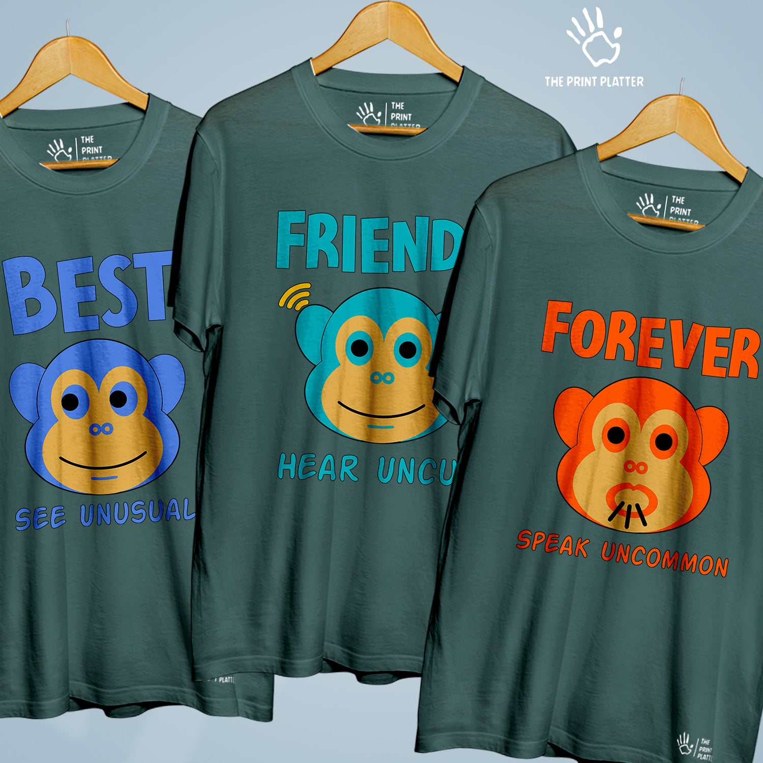 Best Friends Forever Cotton Bio Wash 180gsm T-shirt | 3Combo-FriendshipDay-3-BFF