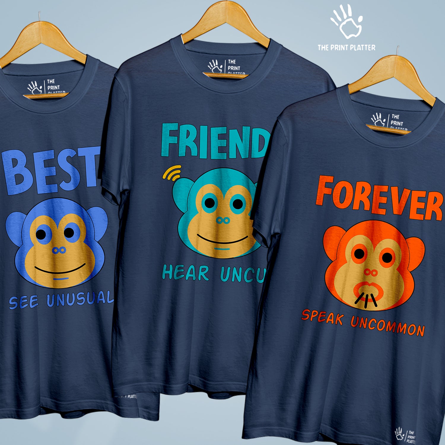 Best Friends Forever Cotton Bio Wash 180gsm T-shirt | 3Combo-FriendshipDay-3-BFF