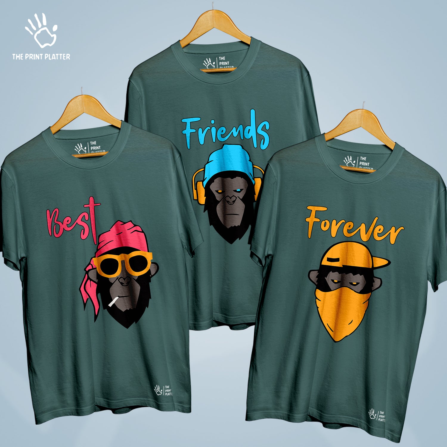 Best Friends Forever Cotton Bio Wash 180gsm T-shirt | 3Combo-FriendshipDay-4-BFF