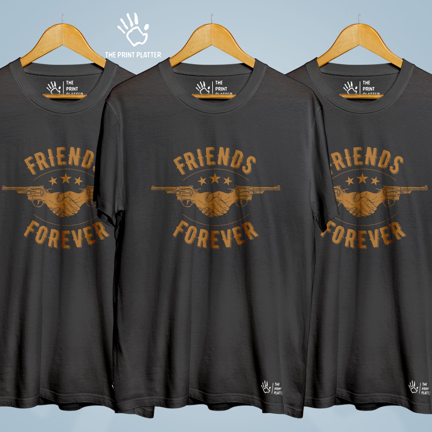 Friends Forever Cotton Bio Wash 180gsm T-shirt | 3Combo-FriendshipDay-9-FF