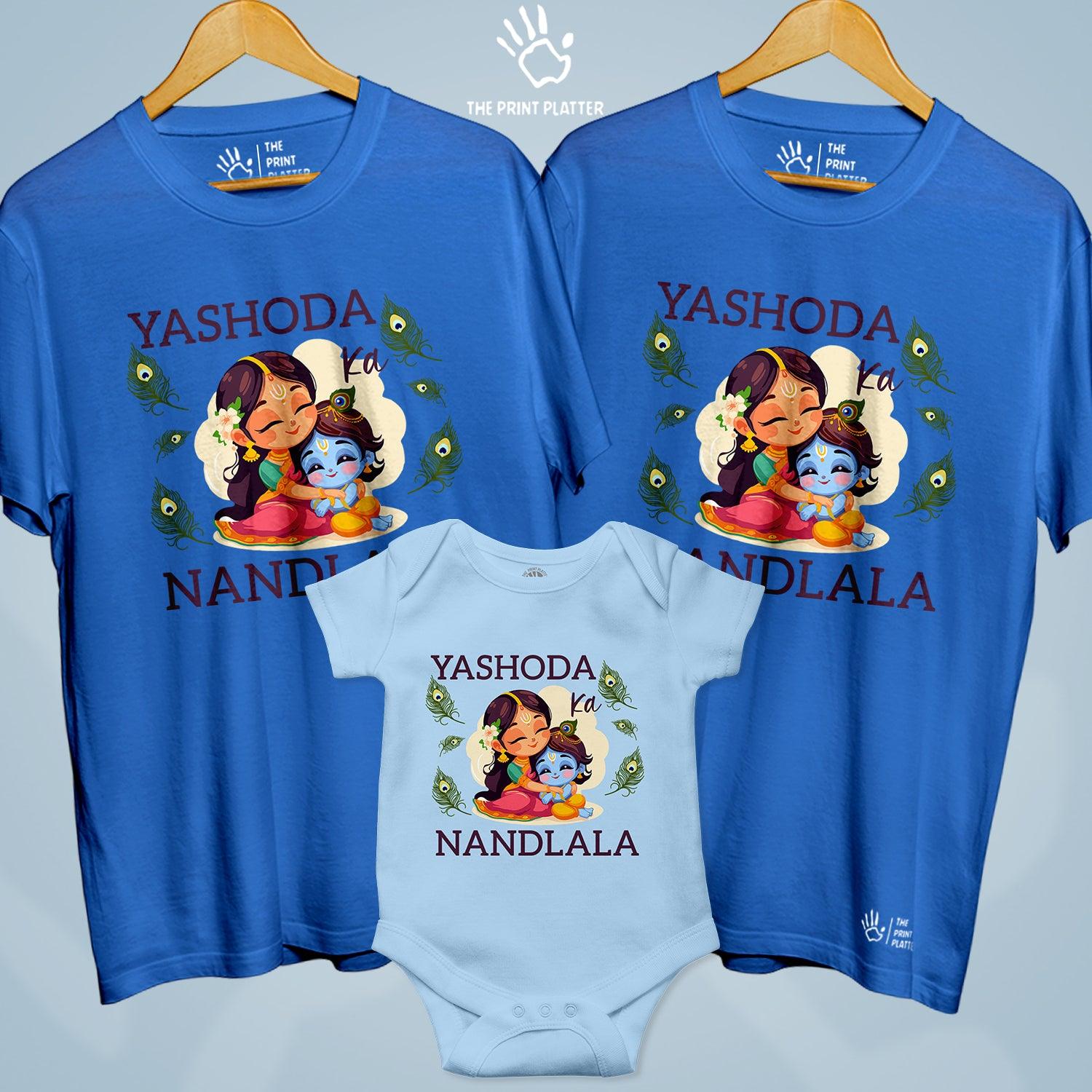 Yashoda Ka Nandlala Unisex Cotton Bio Wash 180gsm T-shirt + Half Sleeve Romper Combo | 3Combo-Janmashtami-6