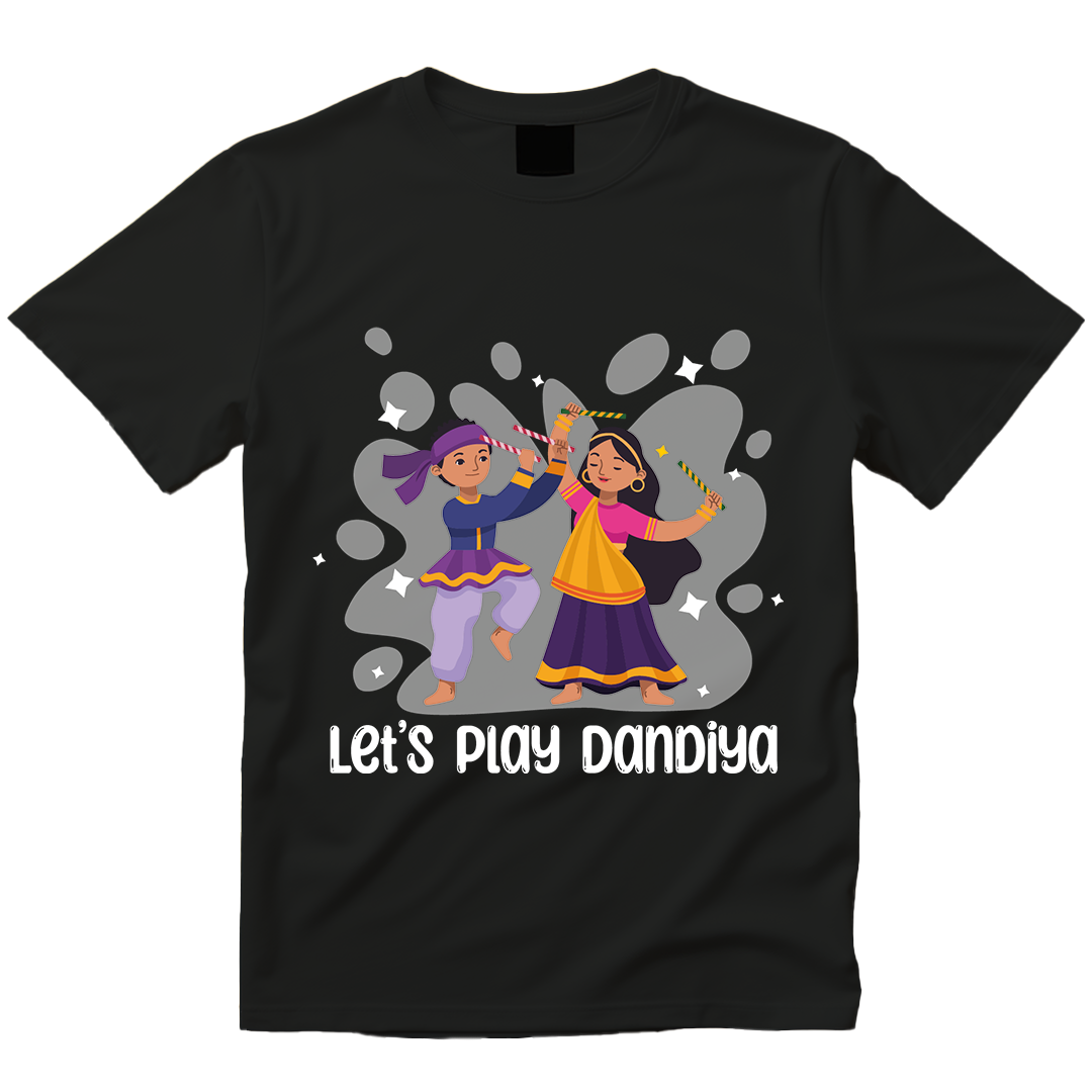 Navratri Unisex Tshirt Lets Play Dandiya