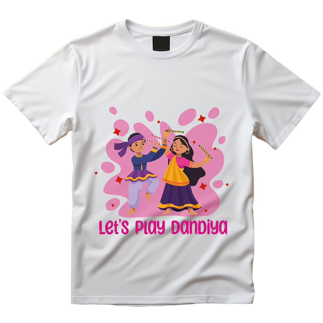 Navratri Unisex Tshirt Lets Play Dandiya