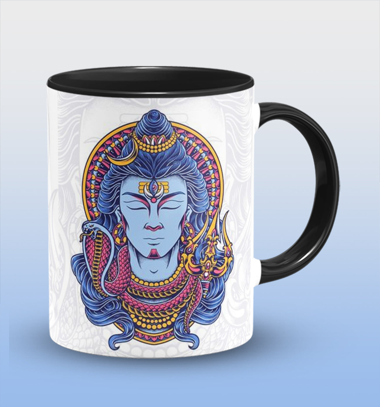 Shiv Dhyaan Inside Black Ceramic Coffee Mug 330 ml, Microwave & Dishwasher Safe| CM-02