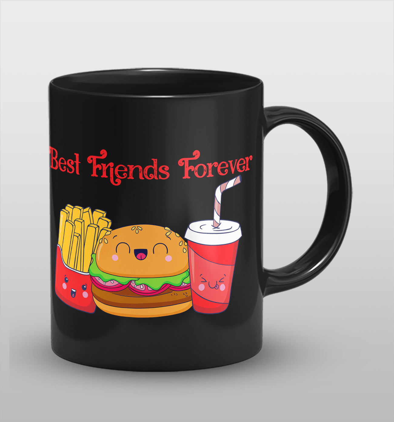 Best friends forever Full Black Cermic Coffee Mug 330 ml, Microwave & Dishwasher Safe| CM-05