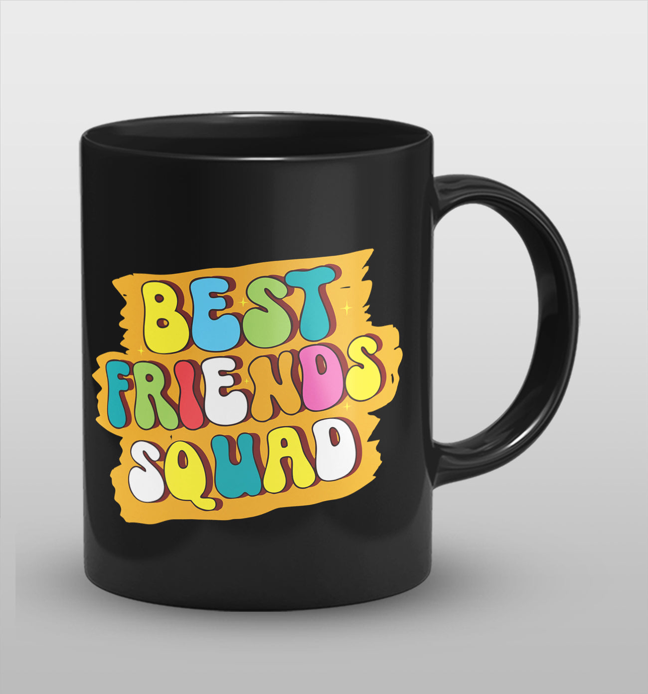 Best Friends Squad Full Black Cermic Coffee Mug 330 ml, Microwave & Dishwasher Safe| CM-08