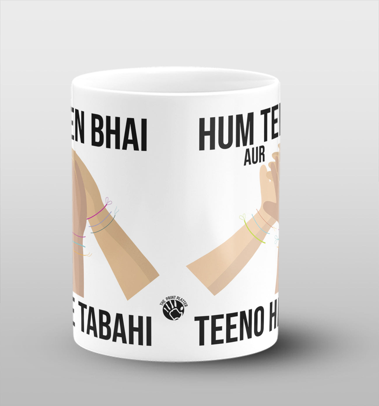 Hum Teen Bhai or Teeno hi Tabahi White Cermic Coffee Mug 330 ml, Microwave & Dishwasher Safe| CM-11