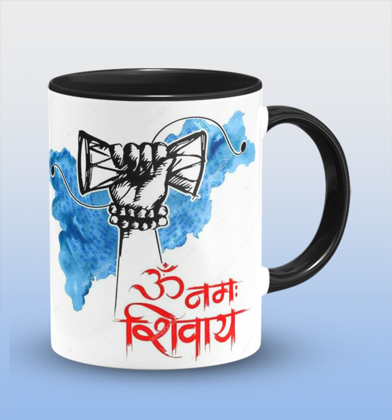 Shiv Damru Inside Black Ceramic Coffee Mug 330 ml, Microwave & Dishwasher Safe| CM-12