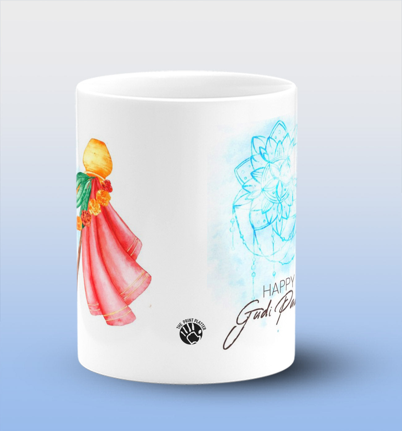 Happy Gudi Padwa White Ceramic Coffee Mug 330 ml, Microwave & Dishwasher Safe| CM-15