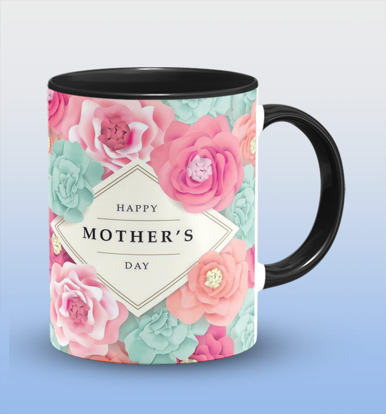 Happy Mothers Day Inside Black Ceramic Coffee Mug 330 ml, Microwave & Dishwasher Safe| CM-24