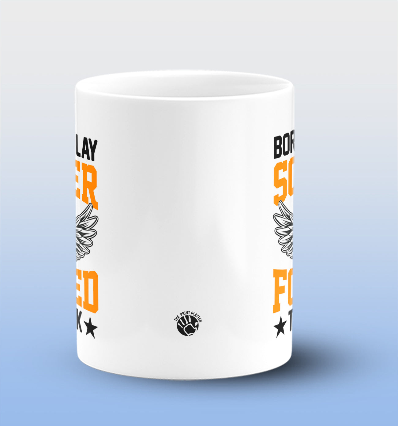 Born to Play Soccer Forced to Go to Work White Cermic Coffee Mug 330 ml, Microwave & Dishwasher Safe| CM-R157