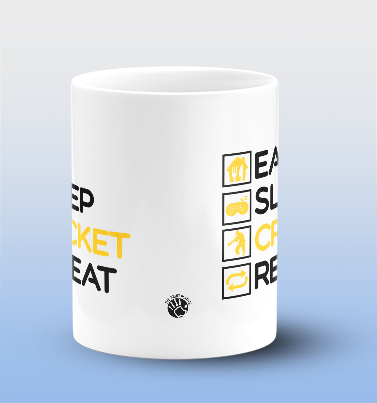 Eat Sleep Cricket Repeat White Cermic Coffee Mug 330 ml, Microwave & Dishwasher Safe| CM-R162