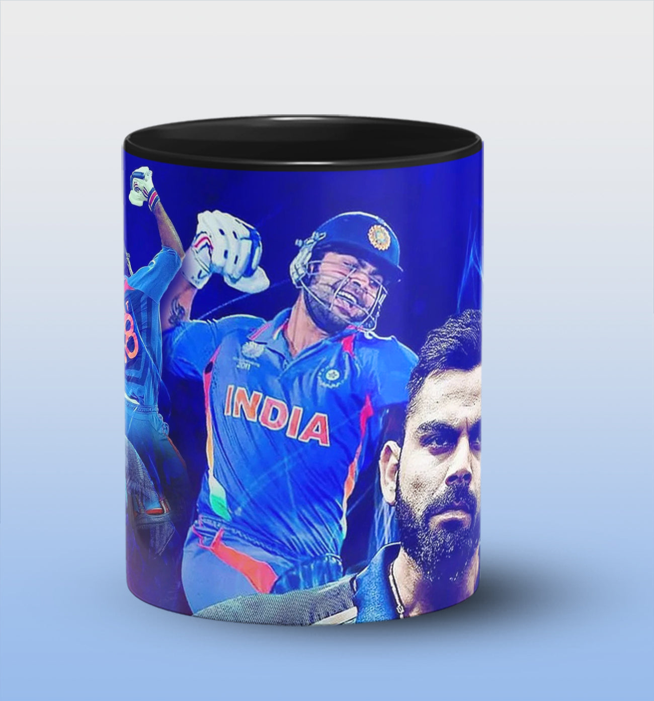 Virat Kholi Inside Black Cermic Coffee Mug 330 ml, Microwave & Dishwasher Safe| CM-R188