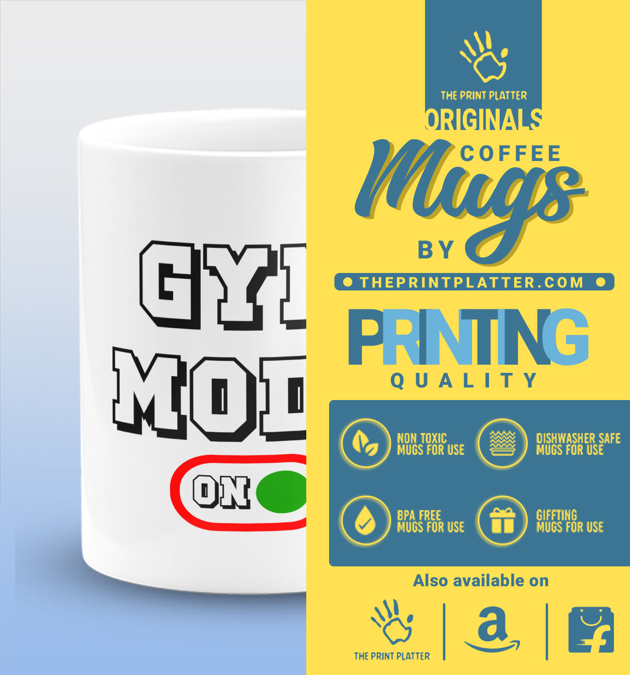 Gym Mode On White Cermic Coffee Mug 330 ml, Microwave & Dishwasher Safe| CM-R33