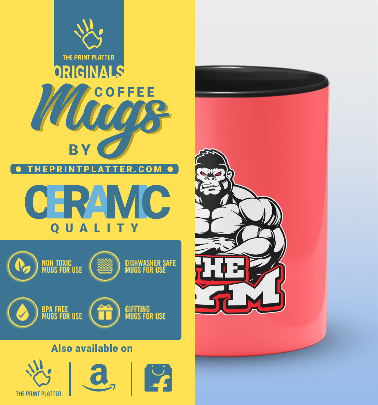 The Gym Inside Black Cermic Coffee Mug 330 ml, Microwave & Dishwasher Safe| CM-R34