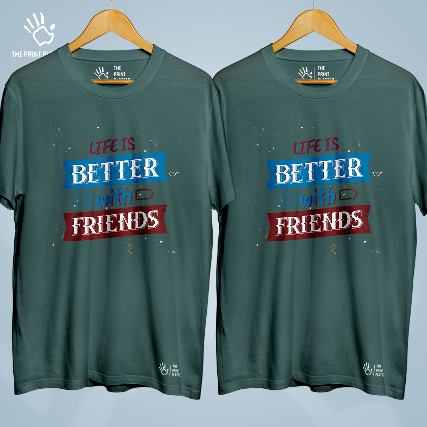 Life Is Better With Friends Cotton Bio Wash 180gsm T-shirt | Combo-FriendshipDay-10-LBWF