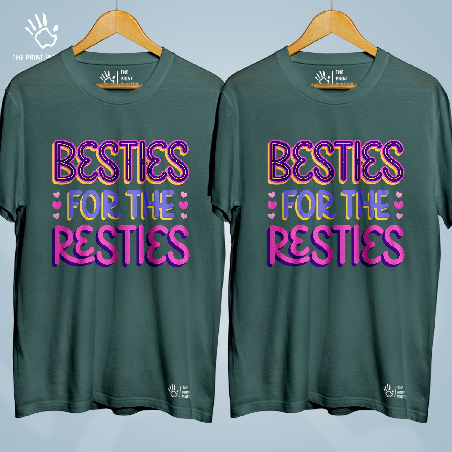 Besties For The Resties Cotton Bio Wash 180gsm T-shirt | Combo-FriendshipDay-11-BFTR