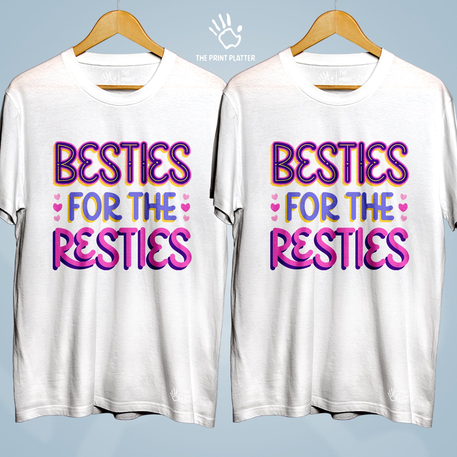 Besties For The Resties Cotton Bio Wash 180gsm T-shirt | Combo-FriendshipDay-11-BFTR