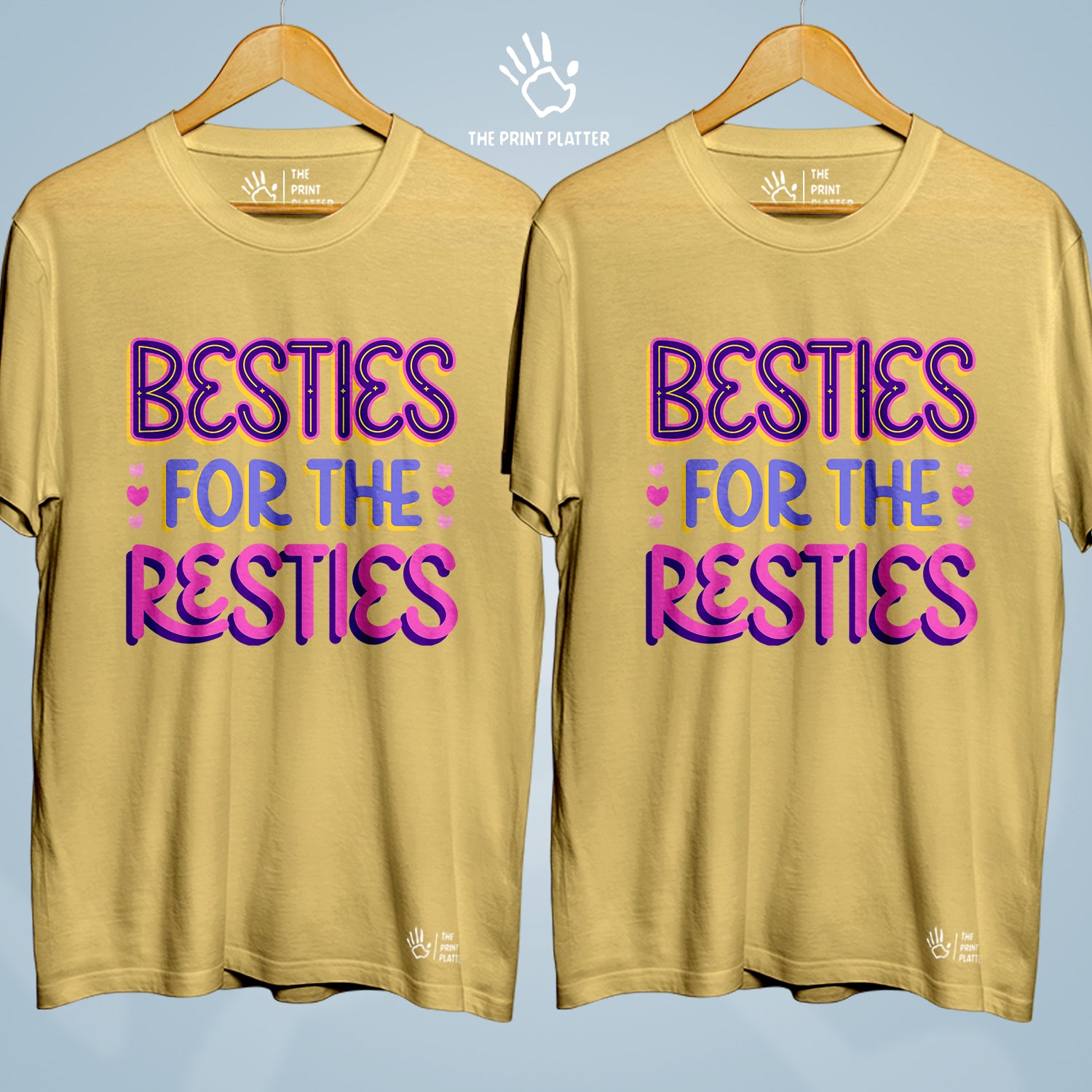 Besties For The Resties Cotton Bio Wash 180gsm T-shirt | Combo-FriendshipDay-11-BFTR