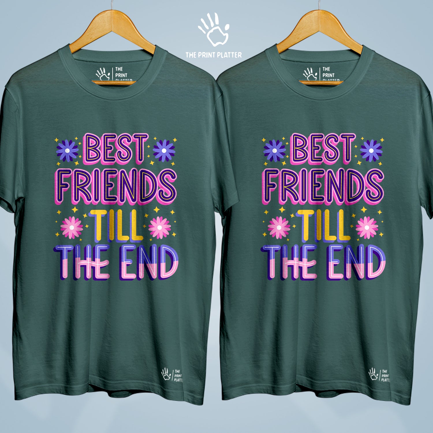 Best Friends Till The End Cotton Bio Wash 180gsm T-shirt | Combo-FriendshipDay-12-BFTTE