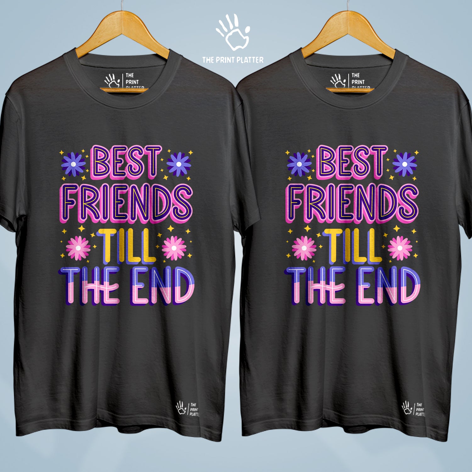 Best Friends Till The End Cotton Bio Wash 180gsm T-shirt | Combo-FriendshipDay-12-BFTTE