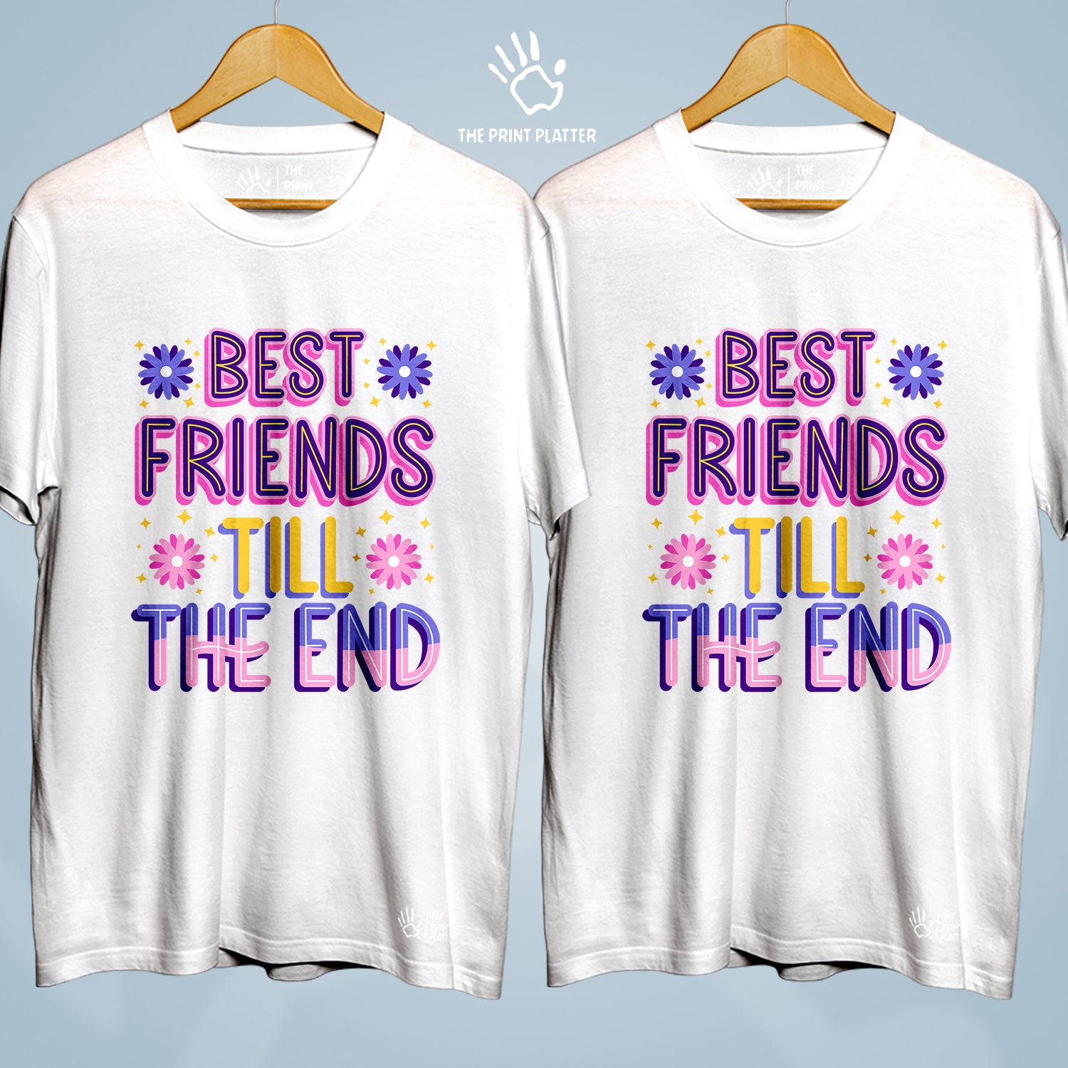 Best Friends Till The End Cotton Bio Wash 180gsm T-shirt | Combo-FriendshipDay-12-BFTTE