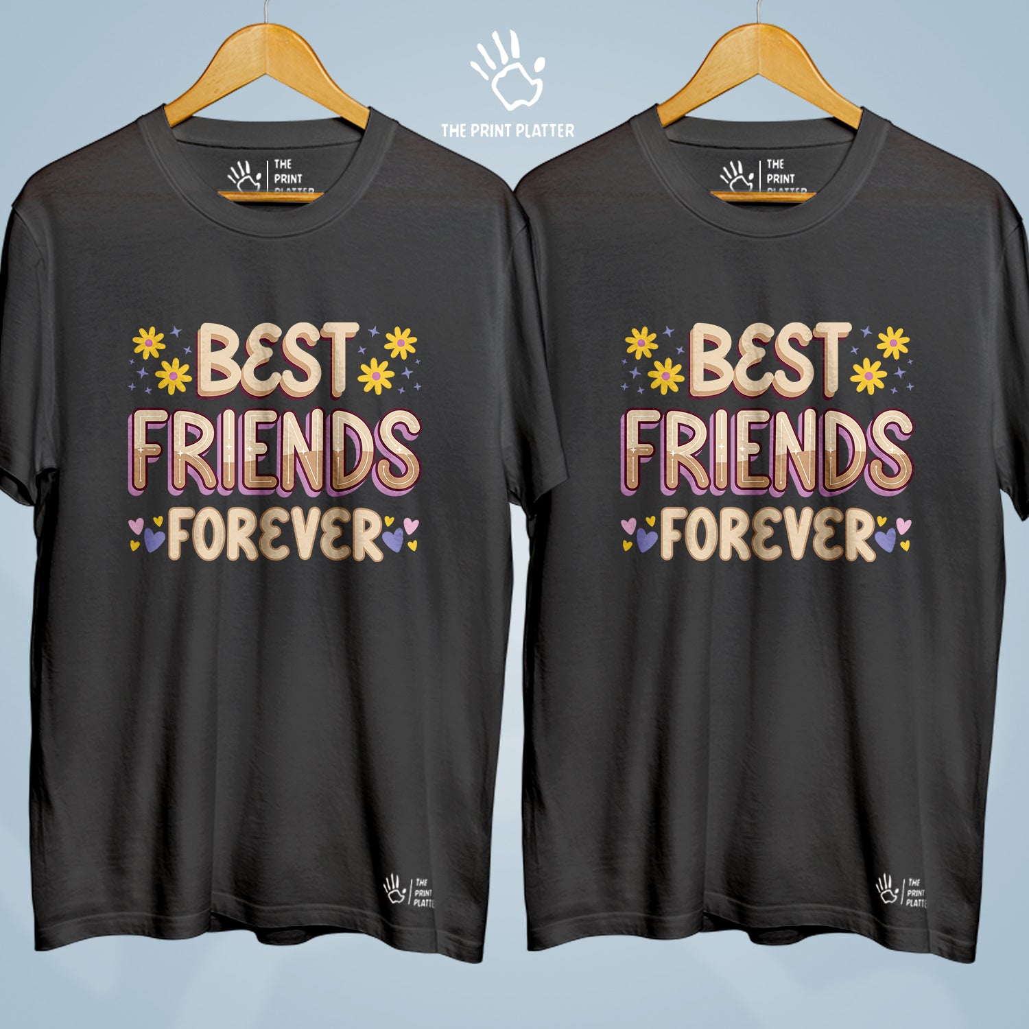 Best Friends Forever  Cotton Bio Wash 180gsm T-shirt | Combo-FriendshipDay-13-BFF