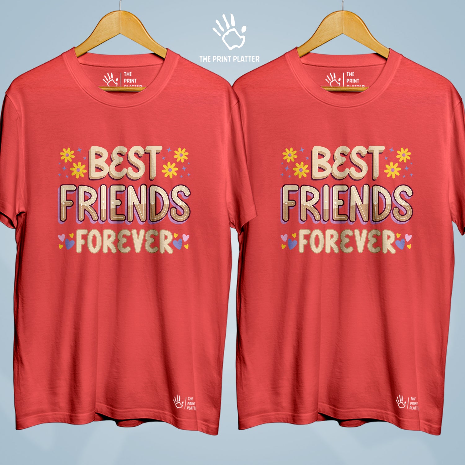 Best Friends Forever  Cotton Bio Wash 180gsm T-shirt | Combo-FriendshipDay-13-BFF