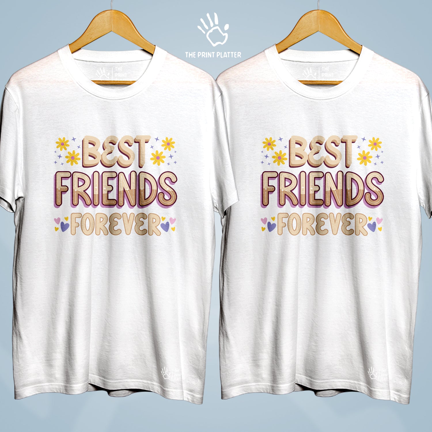 Best Friends Forever  Cotton Bio Wash 180gsm T-shirt | Combo-FriendshipDay-13-BFF