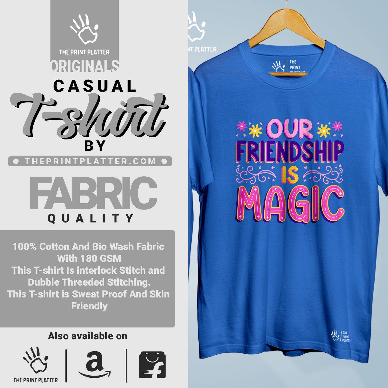 Our Friendship Is Magic Cotton Bio Wash 180gsm T-shirt | Combo-FriendshipDay-14-OFIM