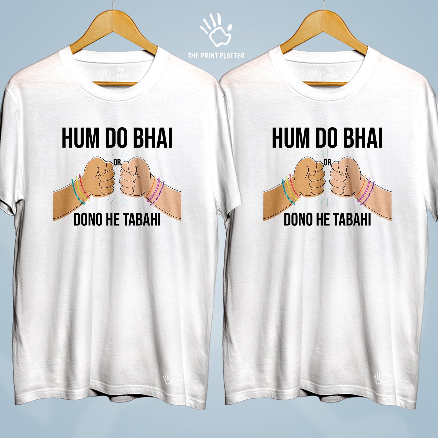 Hum Do Bhai Or Dono He Tabahi  Cotton Bio Wash 180gsm T-shirt | Combo-FriendshipDay-15-HDB