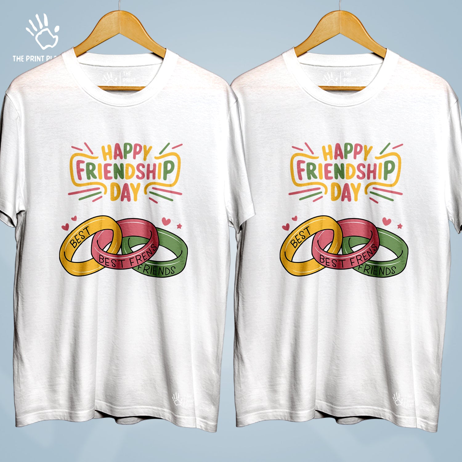 Happy Friendship Day Cotton Bio Wash 180gsm T-shirt | Combo-FriendshipDay-6-HFD