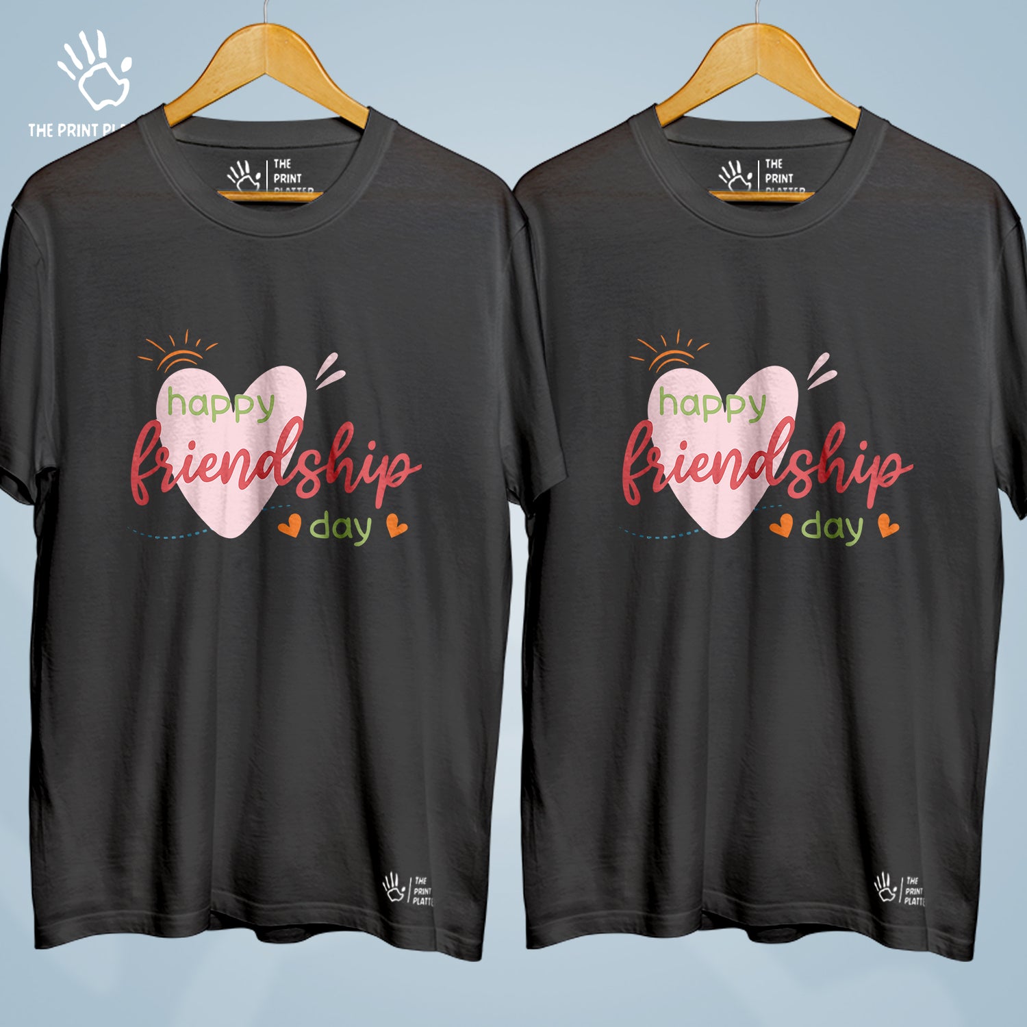 Happy Friendship Day Cotton Bio Wash 180gsm T-shirt | Combo-FriendshipDay-8-HFD