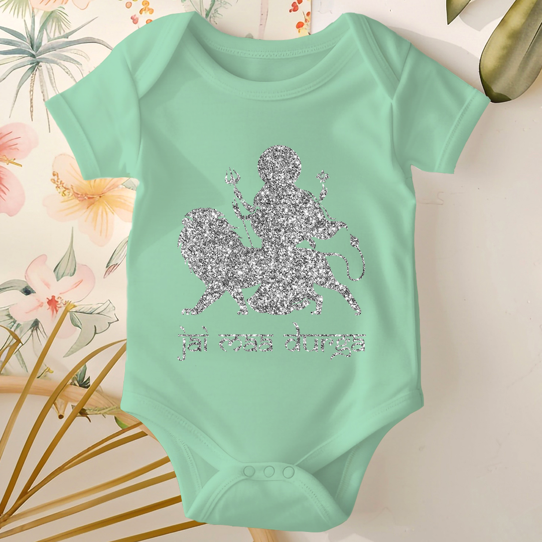 Durga Pooja Baby Romper - Jai Maa Durga- Sliver