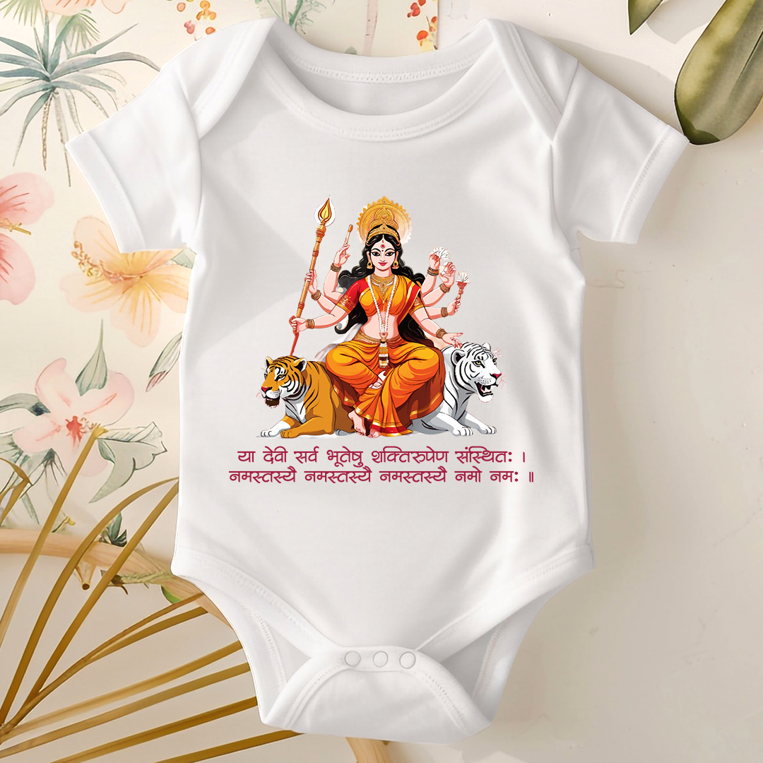 Durga Pooja Baby Romper - Devi Maa Sherawali