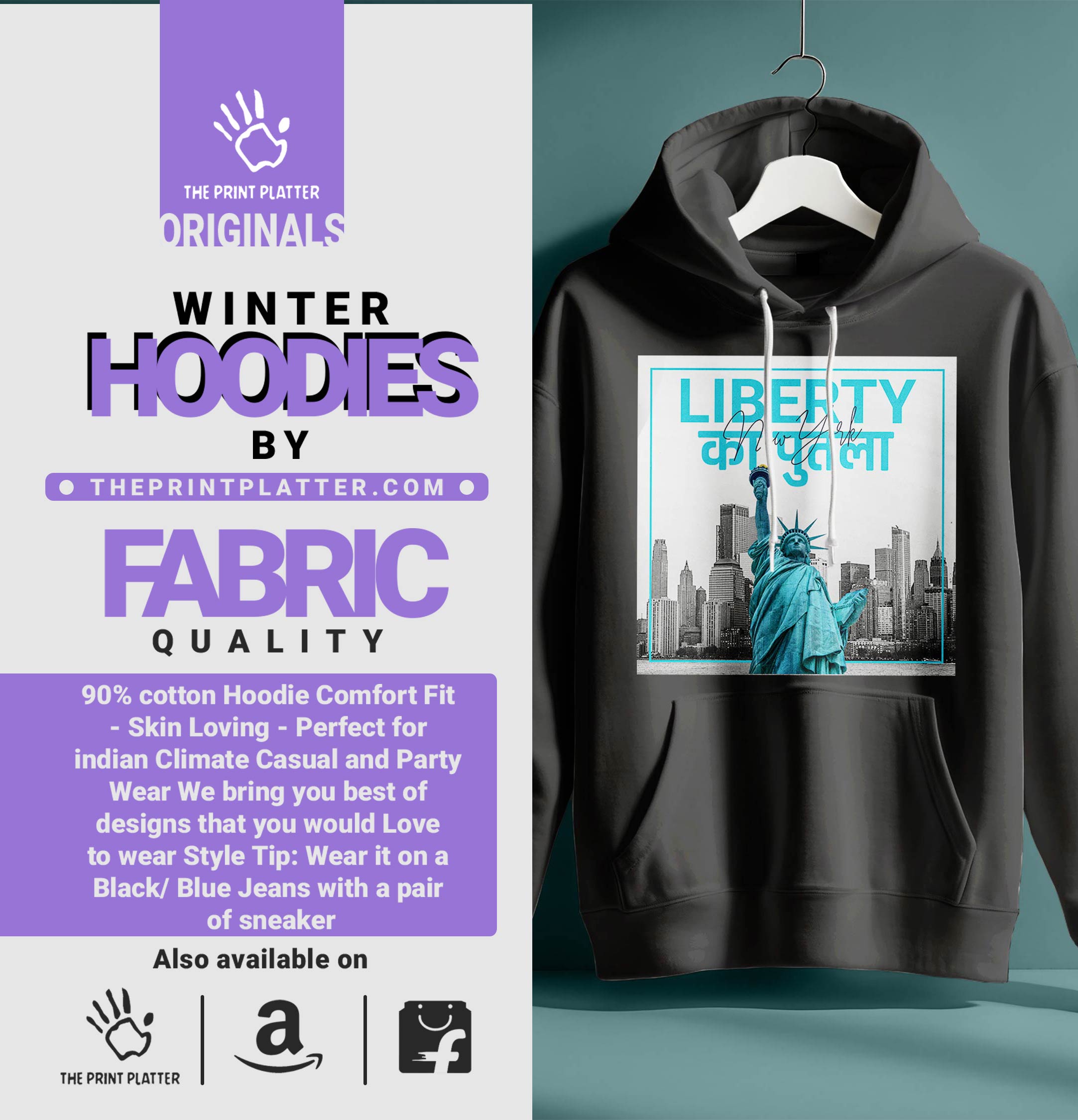 LIBERTY KA PUTLA  HOODIE UNISEX CASUAL WEAR | 75