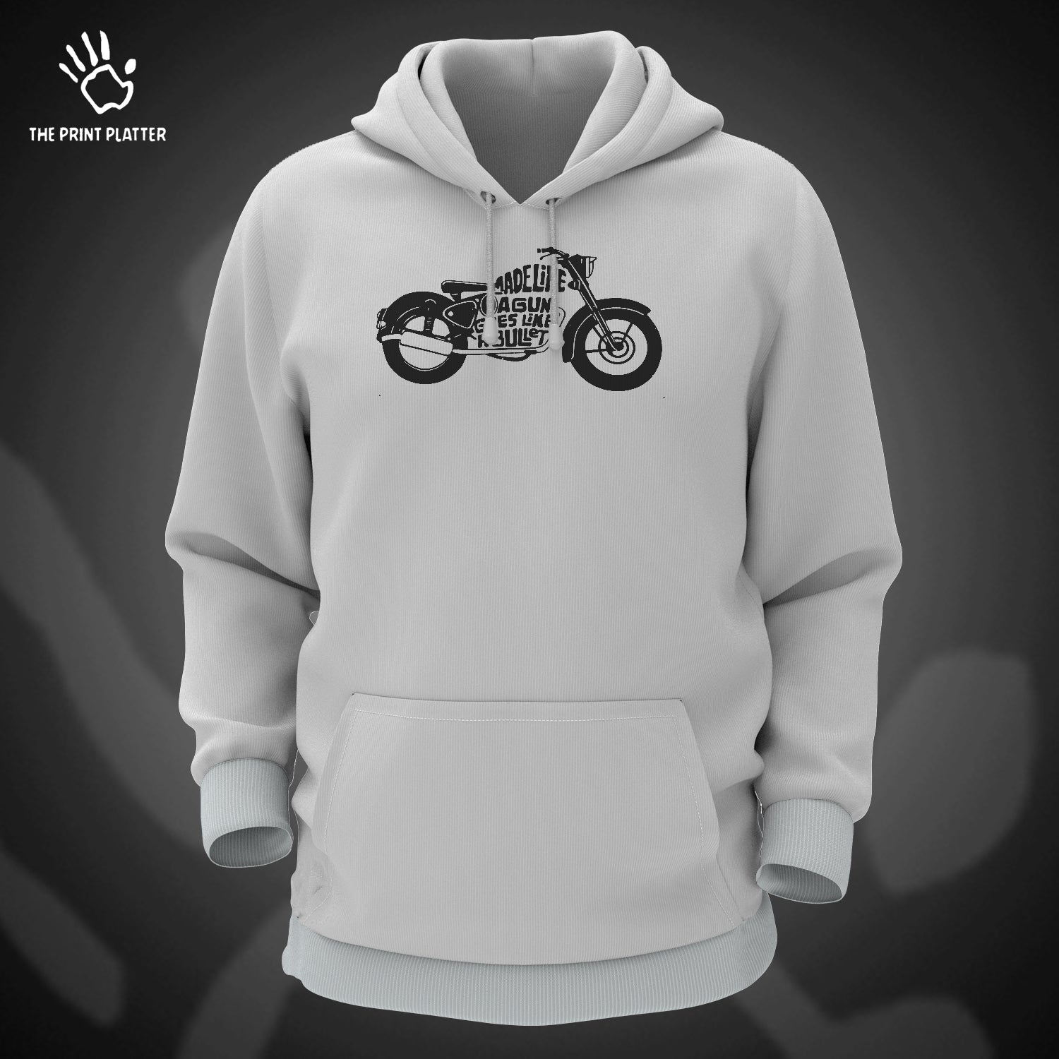 Made Like A Gun Goes Like A Bullet Cotton Bio Wash 330gsm Sweatshirt with Hood for Winter | H-R135