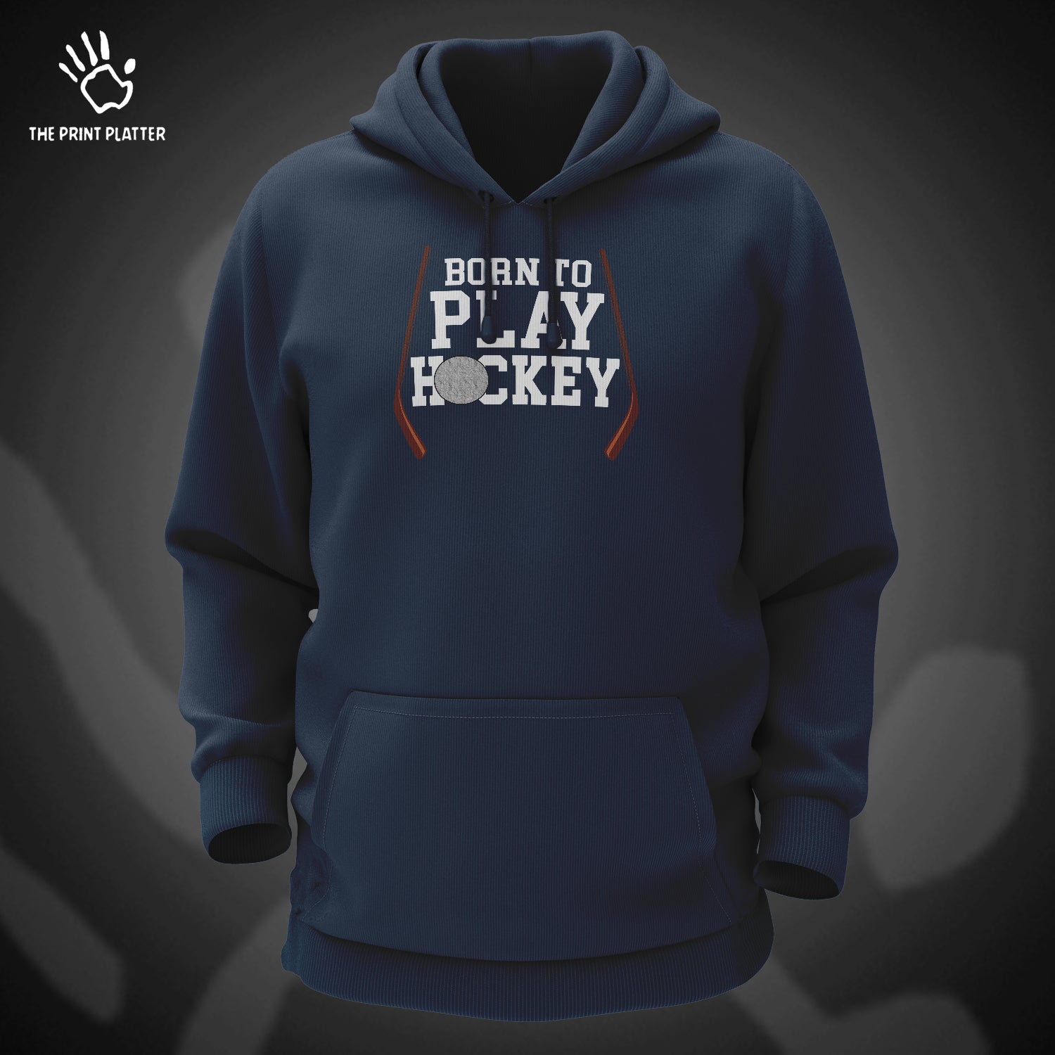 Born To Play Hockey Cotton Bio Wash 330gsm Sweatshirt with Hood for Winter | H-R150