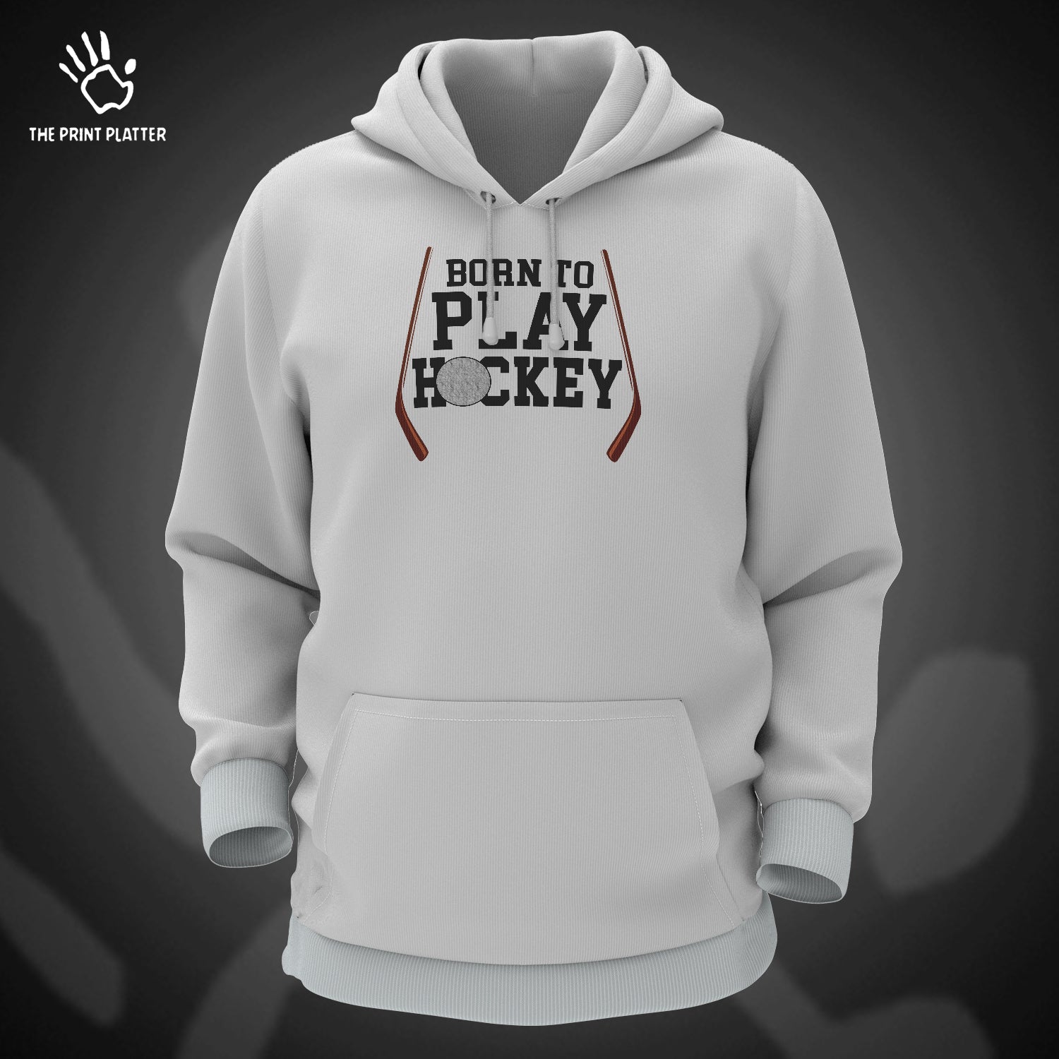 Born To Play Hockey Cotton Bio Wash 330gsm Sweatshirt with Hood for Winter | H-R150