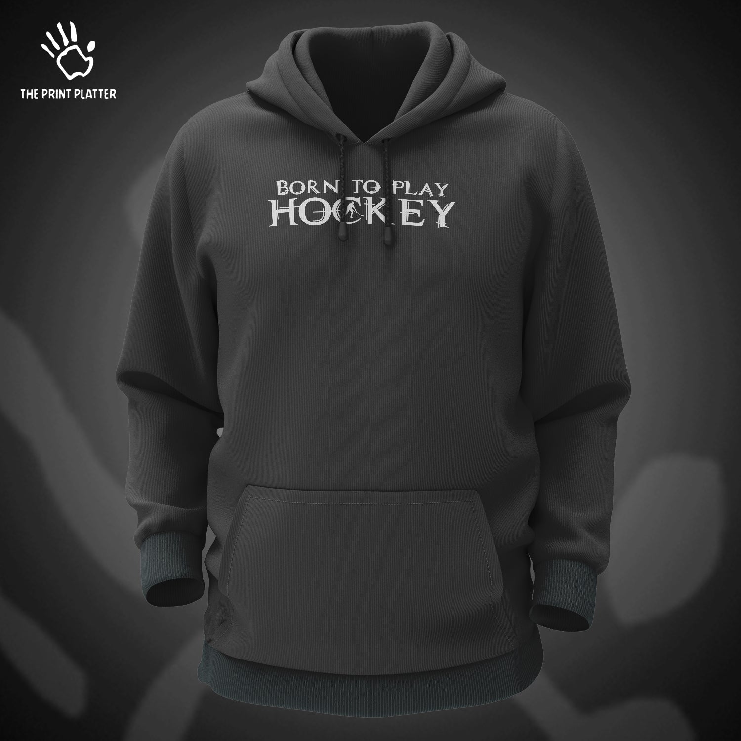 Born To Play Hockey Cotton Bio Wash 330gsm Sweatshirt with Hood for Winter | H-R151