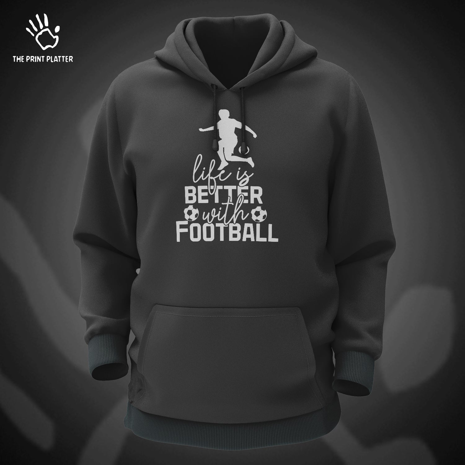 Life is Better With Football Cotton Bio Wash 330gsm Sweatshirt with Hood for Winter | H-R152