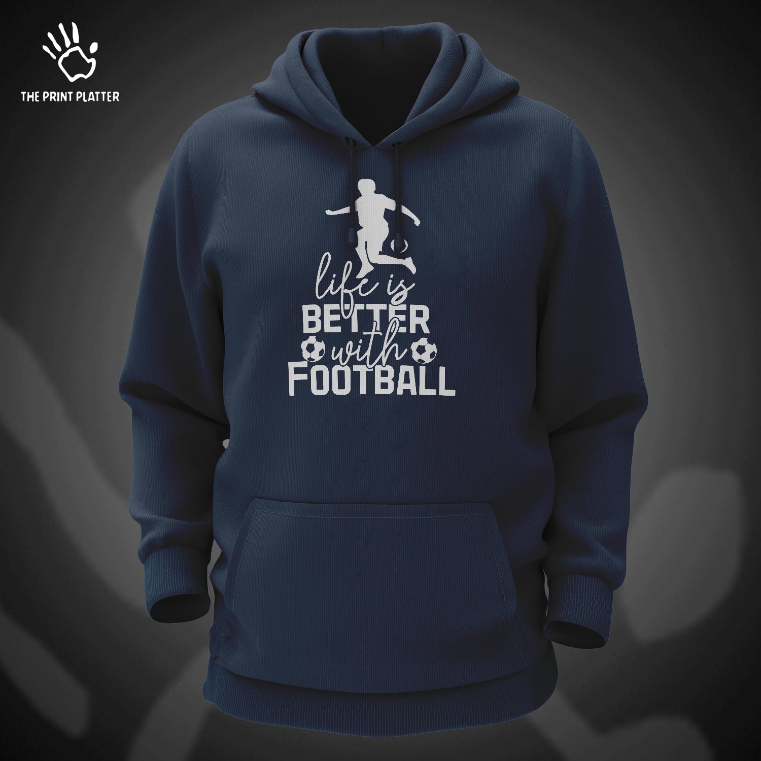 Life is Better With Football Cotton Bio Wash 330gsm Sweatshirt with Hood for Winter | H-R152