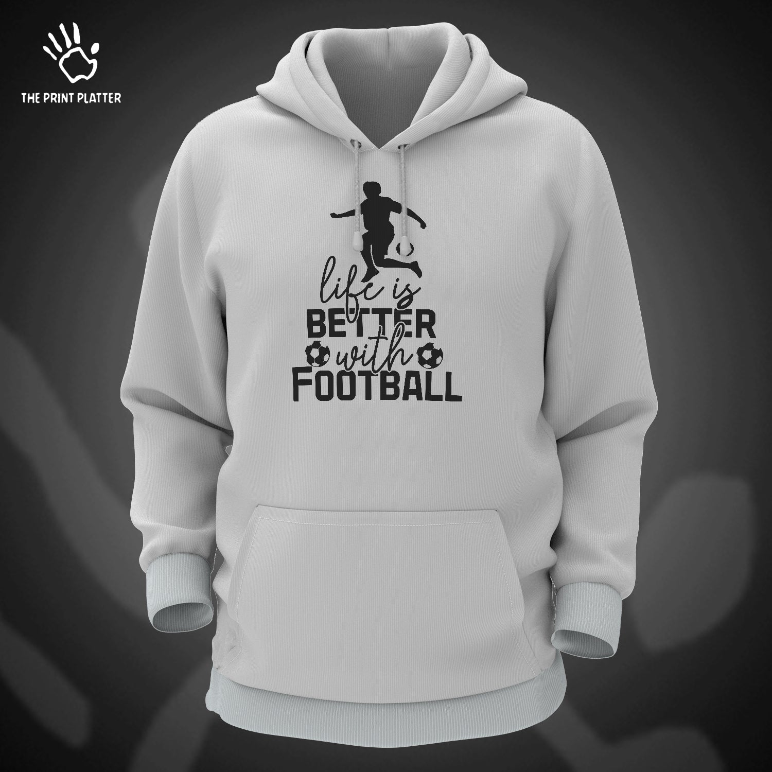 Life is Better With Football Cotton Bio Wash 330gsm Sweatshirt with Hood for Winter | H-R152